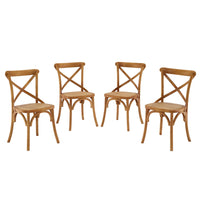 Modway Gear Dining Side Chair - Walnut - 4 Pack-Tapered legs