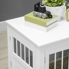 PawHut 31" Dog Crate End Table with Three Doors - White-Stylish design complements home decoration 