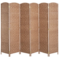 HOMCOM 6 Panels Hand-Woven Freestanding Room Divider for Home Office - Natural-Great for creating a personal space or dividing up large rooms
