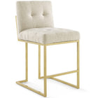 Modway Privy Gold Stainless Steel Upholstered Fabric Counter Stool - Gold Beige - Set of 2-Gold Stainless Steel Geometric Base