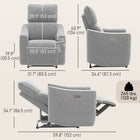 HOMCOM Upholstered Power Recliner with USB Ports - Grey-Electric low-noise motor ensures effortless and peaceful reclining