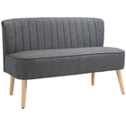 HOMCOM - Canapé d’amour rembourré 46 po avec pieds en bois - gris-Le tissu respirant à effet lin résiste aux plis et à la déformation 