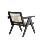 Manhattan Comfort Hamlet 22.64" Industry Chic Accent Chair - Black and Natural Cane-Unique Square Backrest Made of Cane