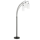Hudson&Canal Aspen 3-Light Torchiere Floor Lamp with Fabric Shade - Blackened Bronze/White-Includes a 8 ft. cord with foot switch