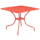 Table de jardin carrée en acier de 35,5 po et 2 chaises au dossier carré, intérieur/extérieur, corail [CO-35SQ-02CHR2-RED-GG]-Pour l’intérieur ou l’extérieur