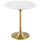 Modway Lippa 20" Round Faux Marble Side Table - Gold White-Modern Side Table