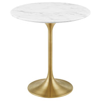 Modway Lippa 20" Round Faux Marble Side Table - Gold White-Modern Side Table