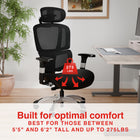 Staples Hyken Pro Ergonomic Fabric Swivel Task Chair - Black-Adjustable height chair back with split-ratchet design accommodates individuals between 5’5” and 6’2”   