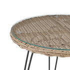 Manhattan Comfort Antibes Modern Patio 2-Person Seating Group 3-Piece Set with End Table - Tan/Cream-30 Day Limited Manufacturer's Warranty