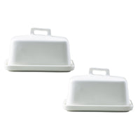 Maxwell & Williams White Basics Covered Butter Dish - 2 Pack-Dishwasher Safe