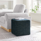 Modway - Callum Tissu carré tissé en bruyère de 17" Rembourré Ottoman - Heathered Weave Azure-Glissements au pied sans marquer