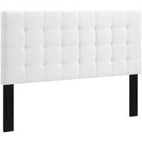Modway Paisley Tufted Upholstered Linen Fabric Full/Queen Headboard - White-Elegant Biscuit Tufted Design