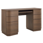 Modway Mirae 55" 6-Drawer Curved Office Desk - Brushed Brown Oak-55" Computer Desk with 6 Drawers
