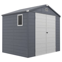 Outsunny Plastic Garden Storage Shed with Air Vents - 8' x 6' - Dark Grey-A dedicated storage space for garden tools, garden equipments, swimming pool appliances etc. 