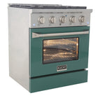 Kucht 30" KNG Series Pro Style Natural Gas Range - Stainless Steel/Green-High-quality metal control knobs