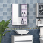HOMCOM Wall Mount Bathroom Medicine Cabinet with Mirror and Storage - Light Lilac-Front mirror provides convenience for your morning dress up or shaving  