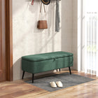 HOMCOM Linen Fabric Storage Ottoman Bench - Dark Green-Storage under the seat lets you put away things that don't have a place