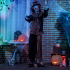 Outsunny Animatronic Clown Prop with Light Up Eyes Halloween Decoration-Head shakes and hands wave back and forth when activated 