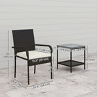 Outsunny - ensemble de mobilier de patio 3 pièces avec chaises empilables - coussin lavable - dessus en verre trempé-Empilabilité facile pour un rangement peu encombrant 
