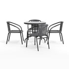 Table ronde en verre et en métal 28 po avec bordure en rotin gris et 4 chaises empilables en rotin gris (TLH-087RD-037GY4-GG)-6