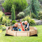Outsunny - Bac à sable octogonal pour enfants en bois avec couvercle, siège, 55 po L x 55 po l x 8,5 po H - bois naturel-La doublure de fond non tissée offre un excellent drainage et garde les aires de jeu fraîches
