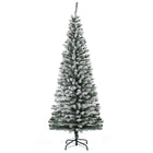 HOMCOM 6' Snow-Flocked Pencil Artifical Christmas Tree - Green-Snow-flocked design adds a wintry touch 