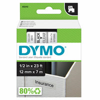 DYMO D1 Label Maker Tape - 12mm (1/2") Black on Clear-Dymo Standard D1 Tape