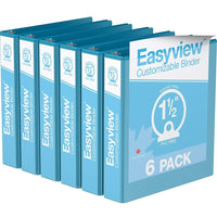 Davis Group Easyview Premium Binder - Round Ring - Customizable - 1.5" - Turquoise Blue - 6 Pack-3 Ring Binder