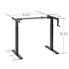 Ezywork Manual Standing Desk Frame - Hand Crank - Black-Width Adjustment Range: 33.9" - 52.4" (86cm - 133cm)