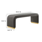 Modway Koda Performance Velvet Waterfall Long Bench - Brass/Storm Grey-Waterfall Design