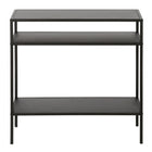 Hudson&Canal Ricardo 24"W Rectangular Side Table - Blackened Bronze-Features a metal top and shelves