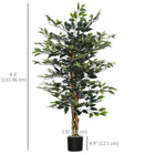 HOMCOM 4.3' Artificial Ficus Tree for Indoor Decoration - Green-A sturdy nursery pot provides a stable base 
