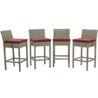 Modway - Conduit Terrasse extérieure Rotin en osier Tabouret de bar - Cassise gris clair - Ensemble de 4-Tabouret de bar extérieur moderne
