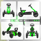 Qaba - Kart à pédales pour enfants avec roues silencieuses en EVA - vert-Siège ergonomique adapté aux enfants mesurant de 37,4 po à 45,3 po (95-115 cm) pour un confort durable 