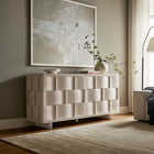 Modway Foundry Woven Design Buffet Storage Cabinet - 71" - White Wash-Wood and MDF Construction