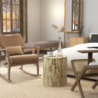 HOMCOM Concrete Finish Side Table - Natural Wood-Features four adjustable foot pads for balance on any surface