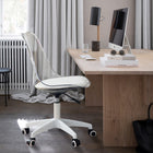Homy Casa - Chaise de bureau pivotante moderne avec dossier transparent et assise en cuir PU blanc-Rotation à 360° pour une liberté de mouvement optimale