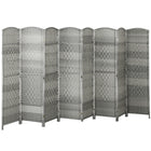 HOMCOM 8 Panel Hand-Woven Freestanding Room Divider for Bedroom - Mixed Grey-8-panel folding design with 6 metal hinges allows for easy storage 
