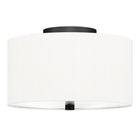 Hudson&Canal - Plafonnier encastré Ellis 12 po avec abat-jour en tissu - Noir mat/blanc-Design moderne et contemporain pour votre entrée, votre foyer ou votre cuisine
