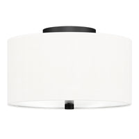 Hudson&Canal - Plafonnier encastré Ellis 12 po avec abat-jour en tissu - Noir mat/blanc-Design moderne et contemporain pour votre entrée, votre foyer ou votre cuisine