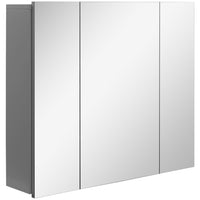 Kleankin Wall Mount Medicine Cabinet with Mirror - 28" W x 24" D - Grey-Wall-mounted design, takes up little space