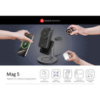 Adam Elements Mag 5 Magnetic 5-in-1 Wireless Charging Station with power Bank - Black-Versatile Charging Ports: The USB-A port meets the charging needs of low-wattage devices, while the magnetic charging module supports up to 7.5W for iPhones. For the best five-in-one charging experience, pair the Mag 5 with a 33W USB-C charger