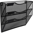 ShoppingAll Metal Mesh Wall Mounted File Holder Oganizer Rack with 3 Compartments-Space-Saving Vertical Storage: Maximize your wall space with this 3-tier organizer - perfect for keeping files, folders, and mail off your desk