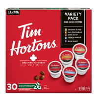 Tim Hortons Variety Pack K-Cup Pods - 30 Pack-Includes 6 Original, 6 Dark Roast, 6 Colombian, 6 Bold Roast and 6 French Vanilla blends