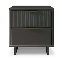 Manhattan Comfort Granville 18.11" Modern 2-Drawer Nightstand - Dark Grey-Modern- Contemporary with a taste of Glam - Nightstand for Bedroom and Living Room Use