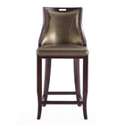 Manhattan Comfort - Emperor tabouret de bar traditionnel 19" en similicuir, bronze et noyer, lot de 2-Comprend une base de repose-pieds