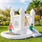 Qaba Inflatable Bounce House for Kids with Slide, Ball Pit & 370W Blower - 8.2 x 7.4 x 6.6 FT - White-Features a bouncer, slide and ball pit for endless active fun

