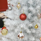 HOMCOM - Sapin de Noël artificiel 6' mince - décoration de fête - blanc- Matériau : PVC, plastique, métal 