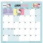 DateWorks - 2026 Calendrier Mural en Spirale 16 Mois - 12 po x 12 po - Hello Kitty - Anglais -Janvier 2026 - Décembre 2026