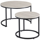 HOMCOM 29" Round Stacking Tables - Grey Wood Grain - 2 Pack-Includes two coffee tables, a perfect addition to your home